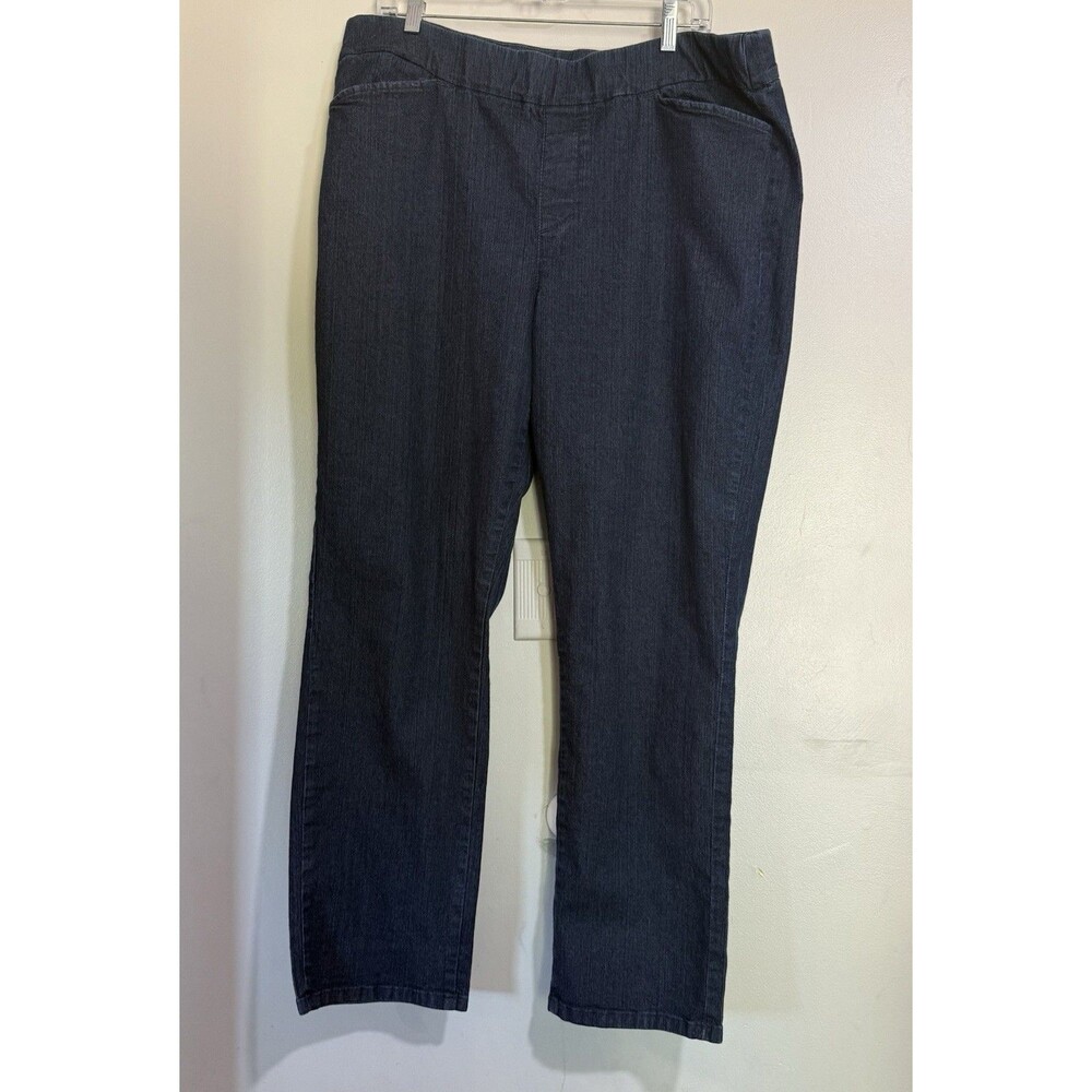 Chicos Woman’s Size 18 Trouser Pant Denim Pull On Straight Leg Stretch